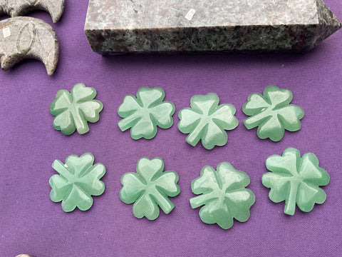 Natural Green Aventurine clover
