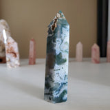 Natural polished Moss Agate point