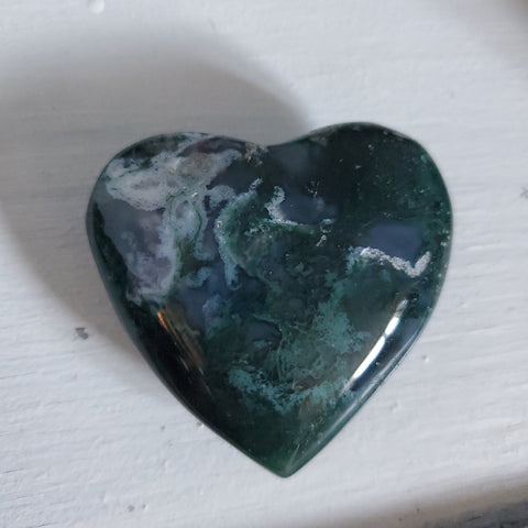 Natural polished Moss Agate heart