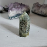 Natural polished Prehnite and Epidote point