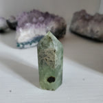 Natural polished Prehnite and Epidote point