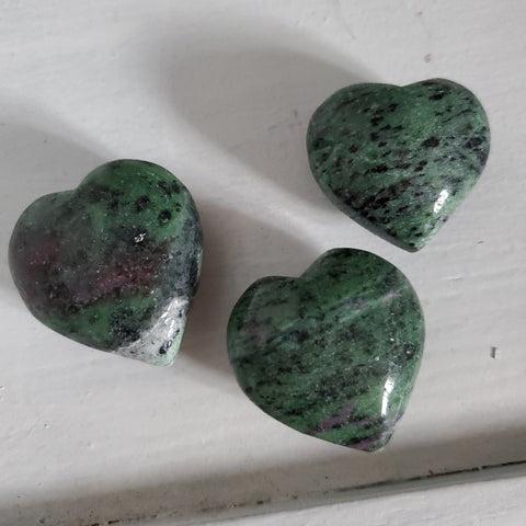 Natural polished Ruby and Zoisite heart