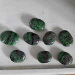 Natural polished Ruby and Zoisite palm stone