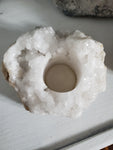 Natural raw Clear Quartz candle holder