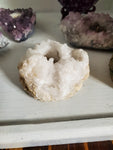 Natural raw Clear Quartz candle holder