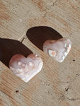 Natural polished carved Flower Agate Heart