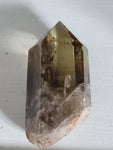Natural polished Smokey Citrine point with raw base