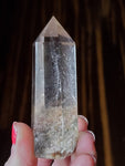 Natural polished Garden Quartz point with rutiles