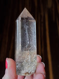 Natural polished Garden Quartz point with rutiles