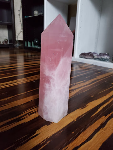 Natural polished Rose Quartz point