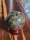 Natural polished Dragon Blood Jasper sphere