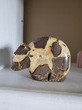 Natural polished carved Septarian bear