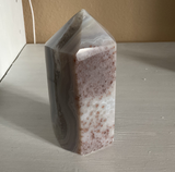 Natural Agate point with druzy