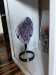 Natural raw Amethyst specimen on stand
