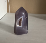 Natural Agate point with druzy