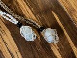 Natural Rainbow Moonstone tumble cage necklace