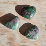 Natural polished Ruby and Zoisite heart
