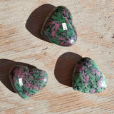 Natural polished Ruby and Zoisite heart
