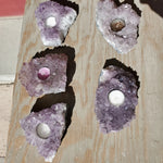Natural raw Amethyst druse candle holder