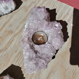 Natural raw Amethyst druse candle holder