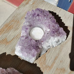 Natural raw Amethyst druse candle holder