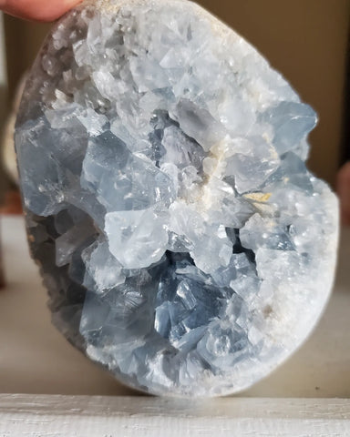 Natural raw Celestite egg