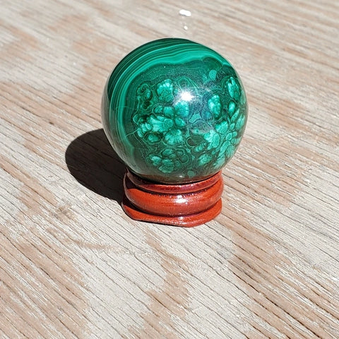 Natural polished Malachite sphere