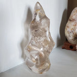Natural polished carved Smokey Quartz flame