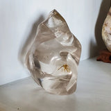 Natural polished carved Smokey Quartz flame