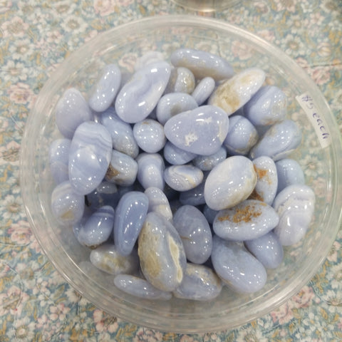 Natural polished Blue lace Agate tumbled stone