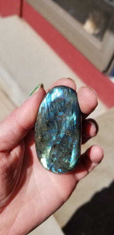 Natural polished Blue Labradorite palm stone