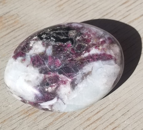 Natural polished Pink Tourmaline palm stone
