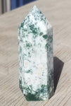 Natural polished Green Moss Agate point