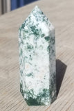 Natural polished Green Moss Agate point