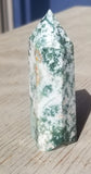 Natural polished Green Moss Agate point