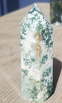 Natural polished Green Moss Agate point