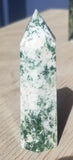 Natural polished Green Moss Agate point