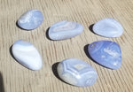Natural polished Blue Lace Agate tumbled palm stone