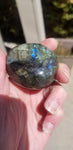 Natural polished Blue Labradorite palm stone