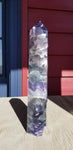 Awesome Natural polished Rainbow Fluorite point with multiple druse