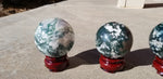 Natural polished Green Moss Agate sphere