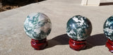 Natural polished Green Moss Agate sphere