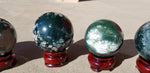 Natural polished Green Moss Agate sphere