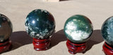 Natural polished Green Moss Agate sphere