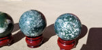 Natural polished Green Moss Agate sphere