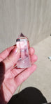 Natural polished Clear Quartz Crystal point with rainbow
