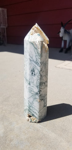 Natural polished Green Moss Agate point
