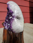 Natural polished Amethyst druse on stand