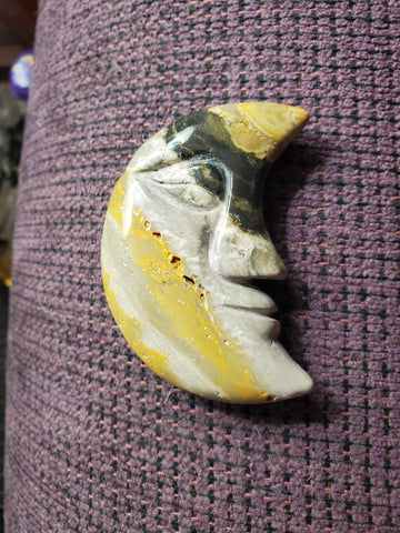 Natural polished carved Bumblebee Jasper Moon