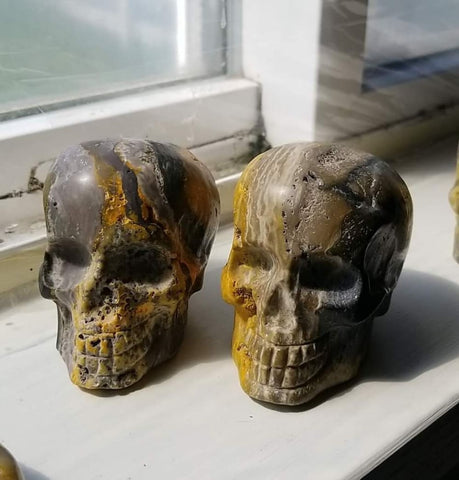 Natural Polished Bumblebee Jasper Carved Skull